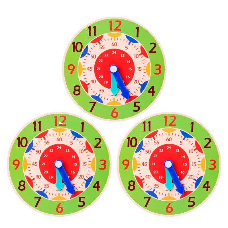 Wooden Learning Clock Montessori Time Teaching Toy for Kids