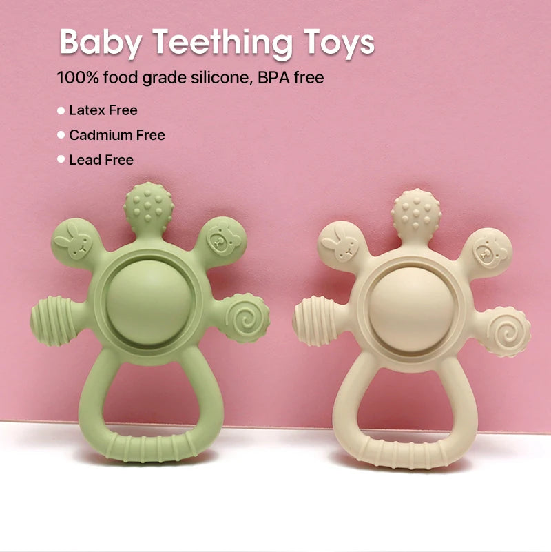 Silicone Baby Teether – Palm Rattle Bunny Teething Toy