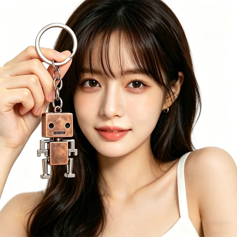 Robot Keychain – Retro Movable Metal Key Ring