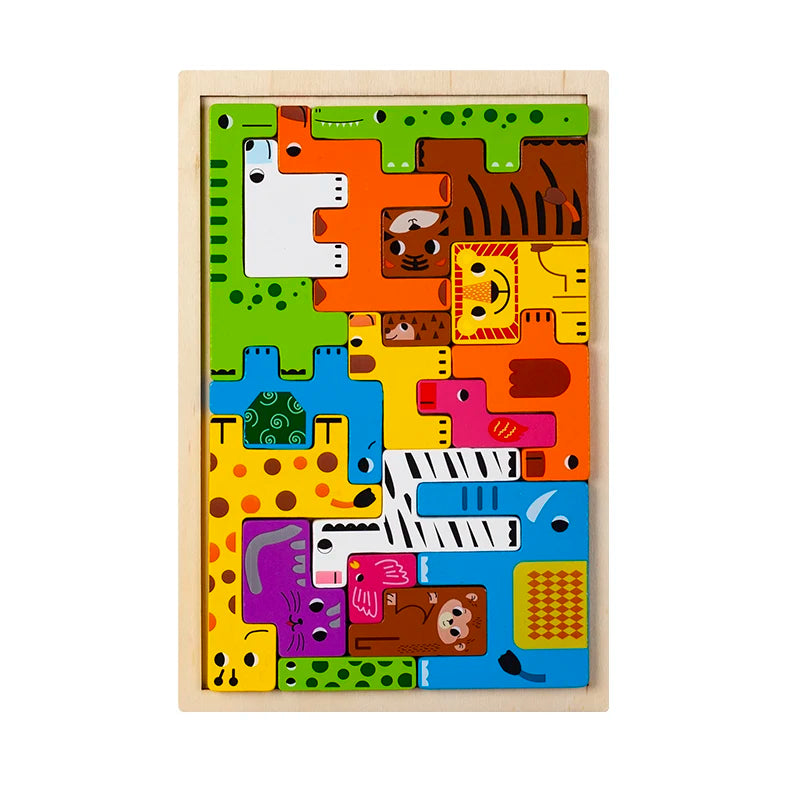 Wooden Animal Puzzle – Montessori Logic & Matching Toy for Kids