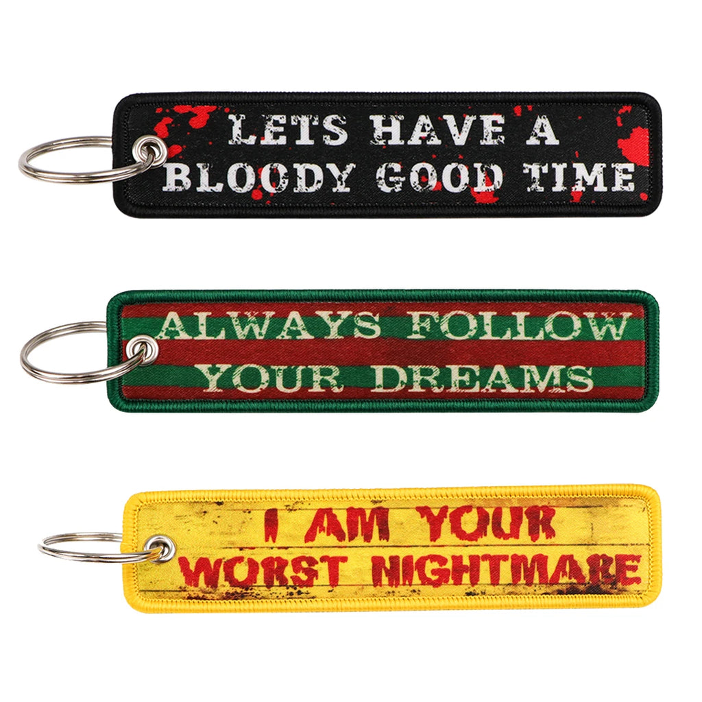 Embroidered Keychain Metal Key Fob Ring for Keys & Bags
