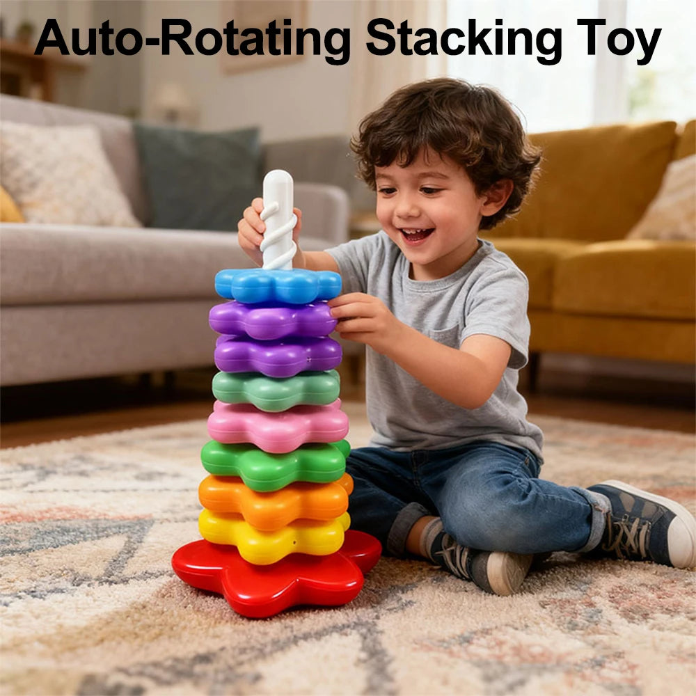 Montessori Stacking Toy – Rotating Rainbow Educational Learning Toy