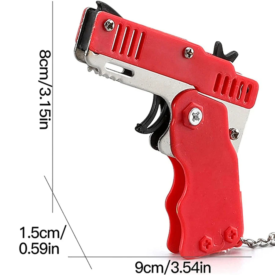 Rubber Band Launcher Toy – Mini Folding Keychain with 60 Bands