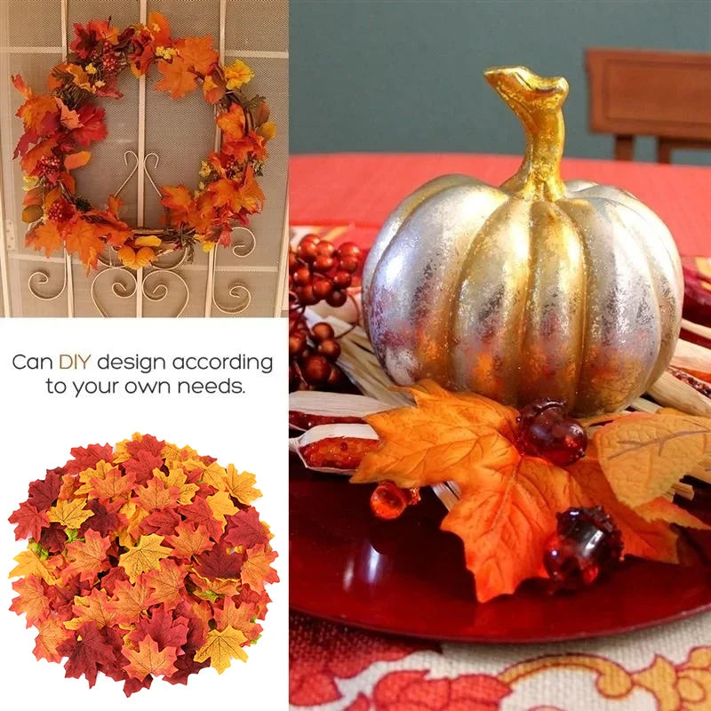 Artificial Maple Leaves Silk Fall Leaf Decorations for Home & Party