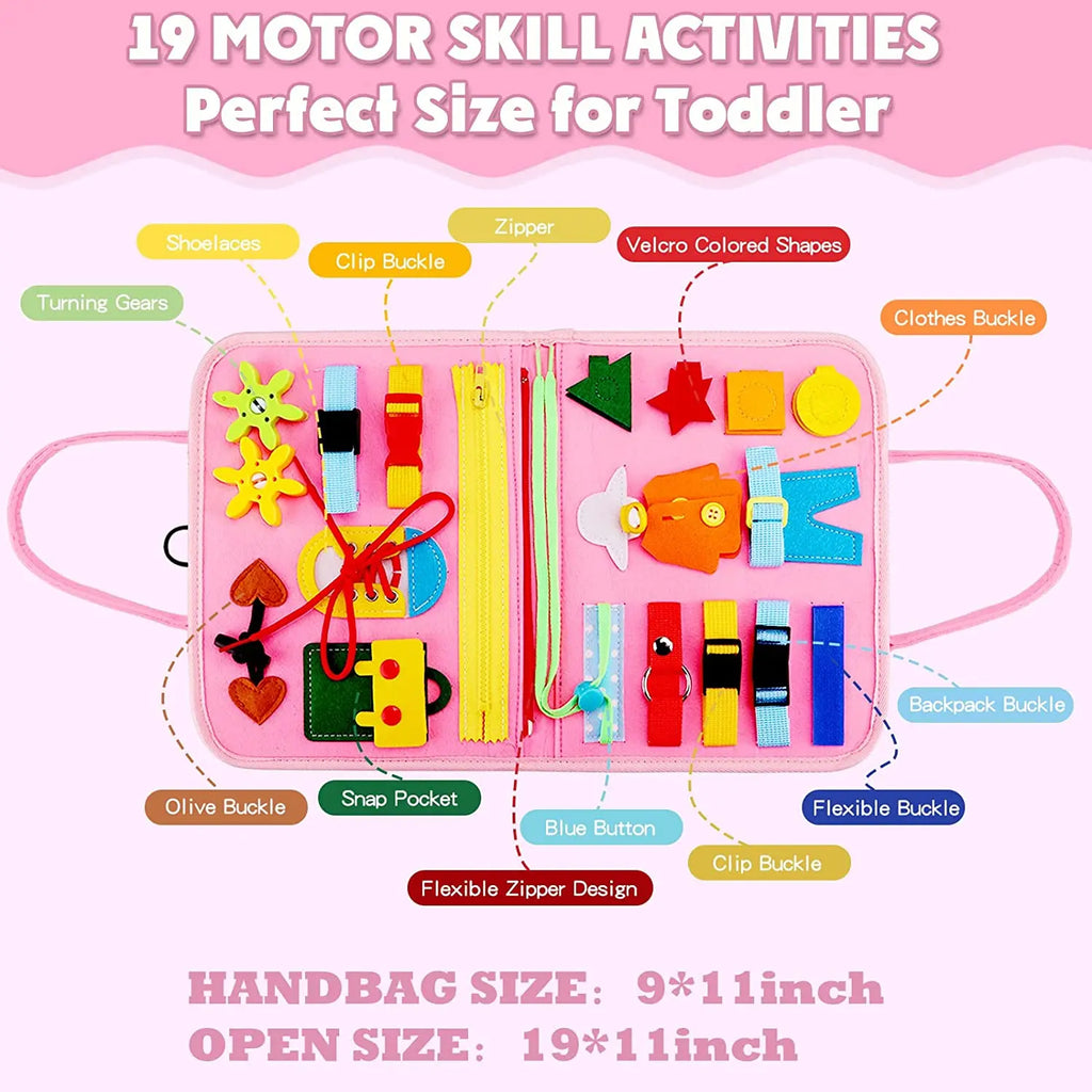 Montessori Busy Board for Toddlers, Sensory Life Skills Learning Toy