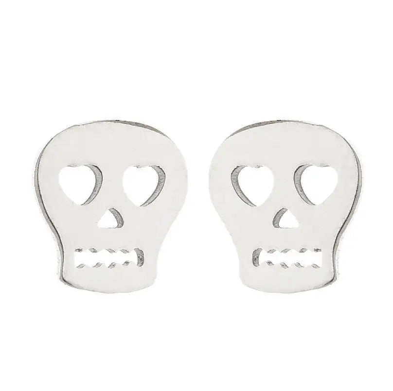 Skull Stud Earrings – Stainless Steel Gothic Earrings for Women
