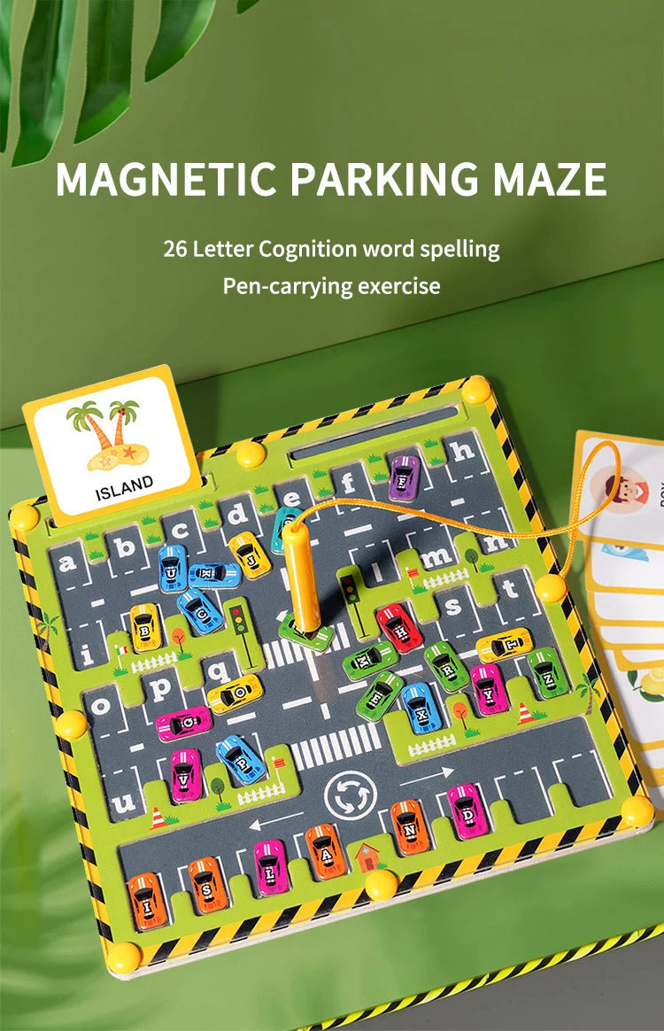 Magnetic Alphabet Maze Wooden Letter Puzzle for Kids