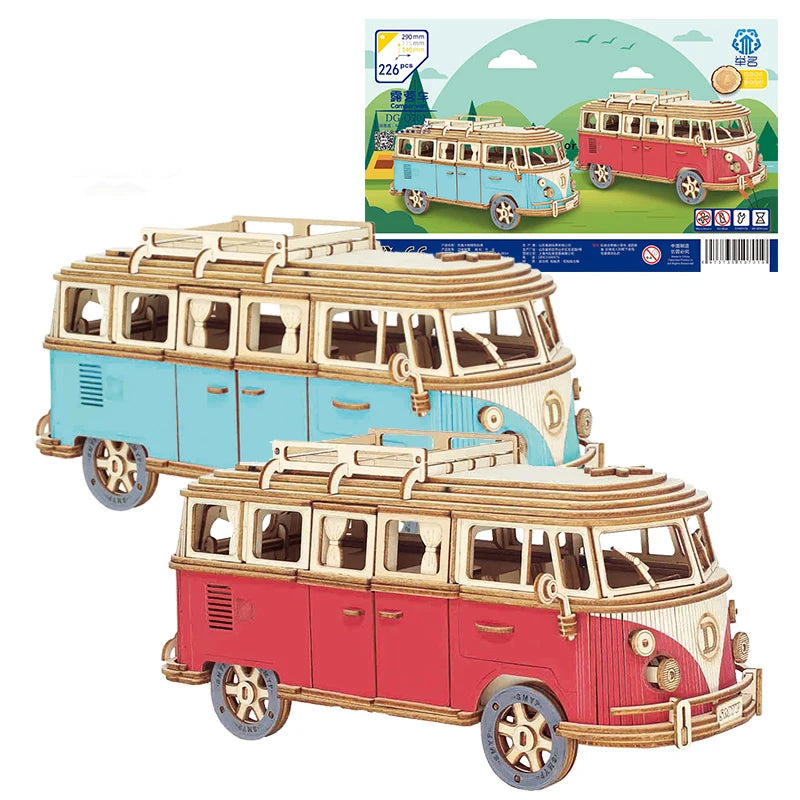 3D Wooden Puzzle Retro Campervan DIY Model Building Toy