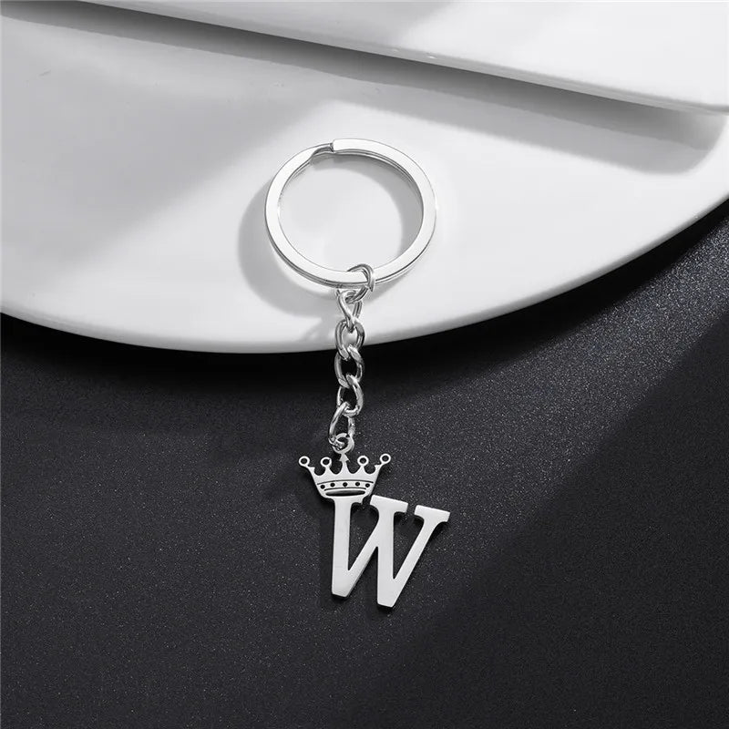 Initial Letter Keychain – Stainless Steel Alphabet Key Ring
