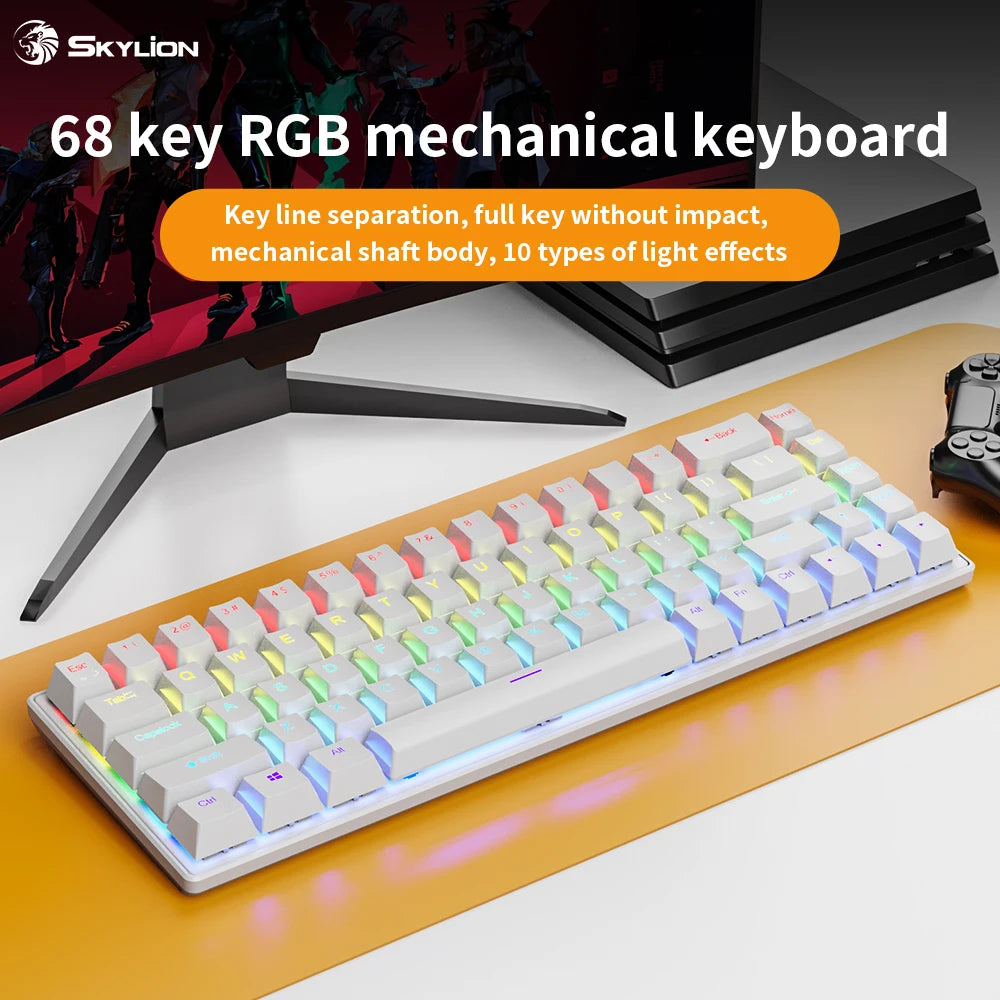 68 Key Mechanical Keyboard – RGB Wired Gaming & Office Keyboard