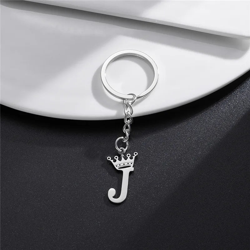 Initial Letter Keychain – Stainless Steel Alphabet Key Ring