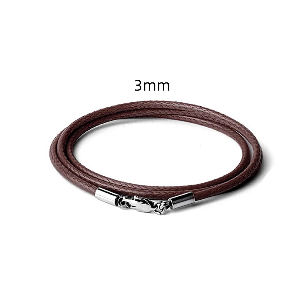 Braided Leather Necklace Cord – Waxed Rope with Clasp