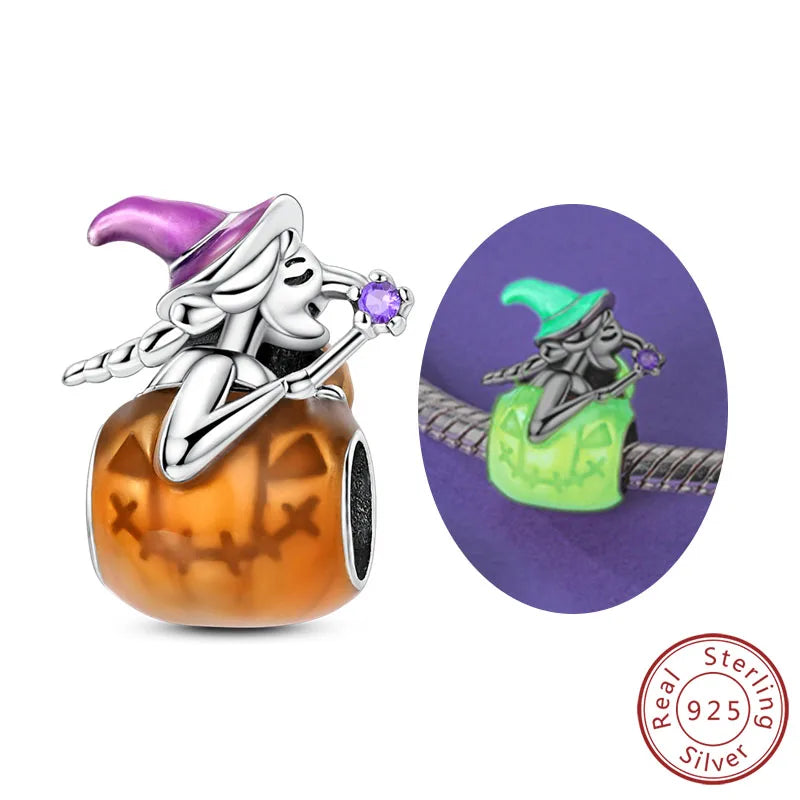 Halloween Charm Pendant Pumpkin Witch Bead Bracelet Jewelry