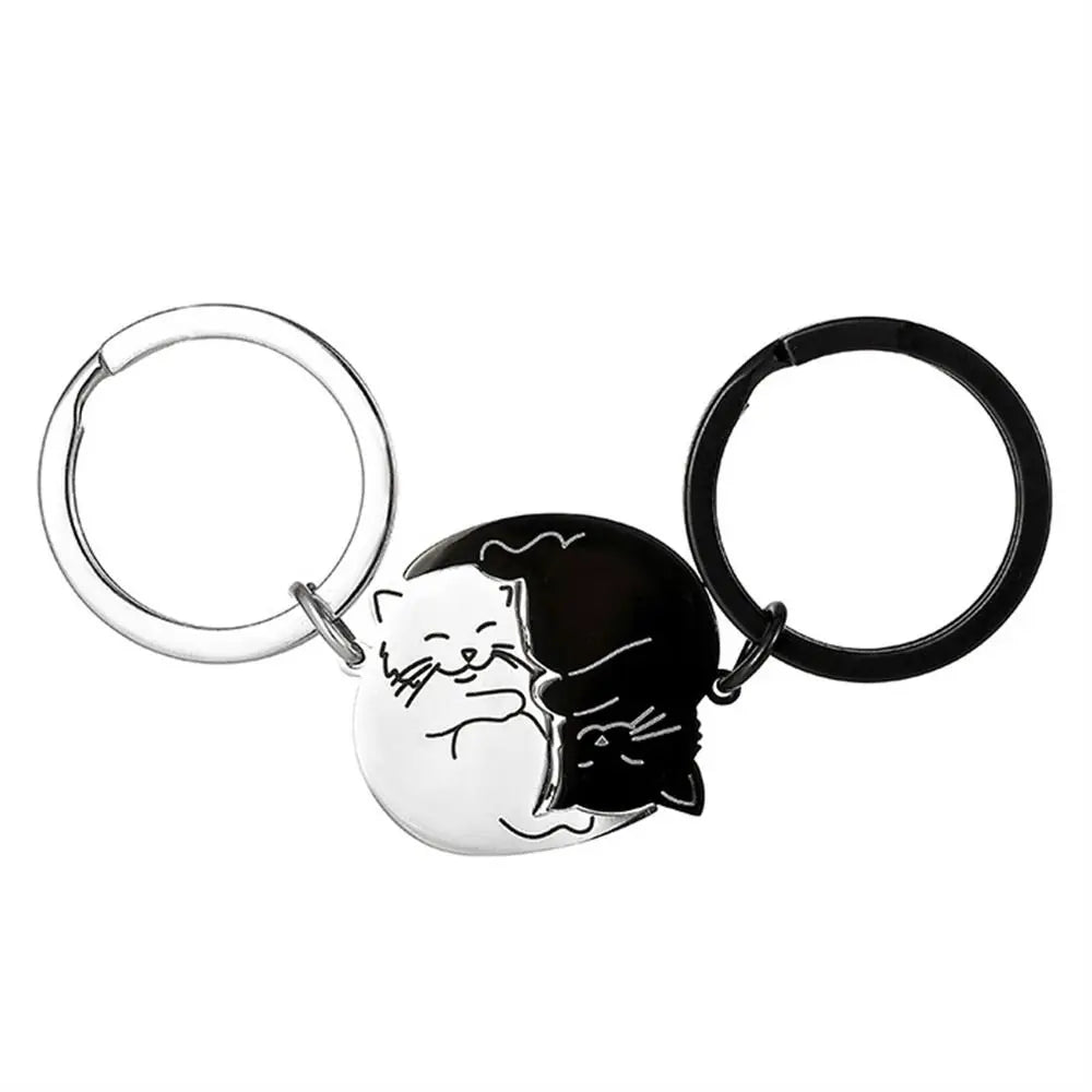Matching Cat Keychains, 2-Piece Cat Key Ring Set for Couples