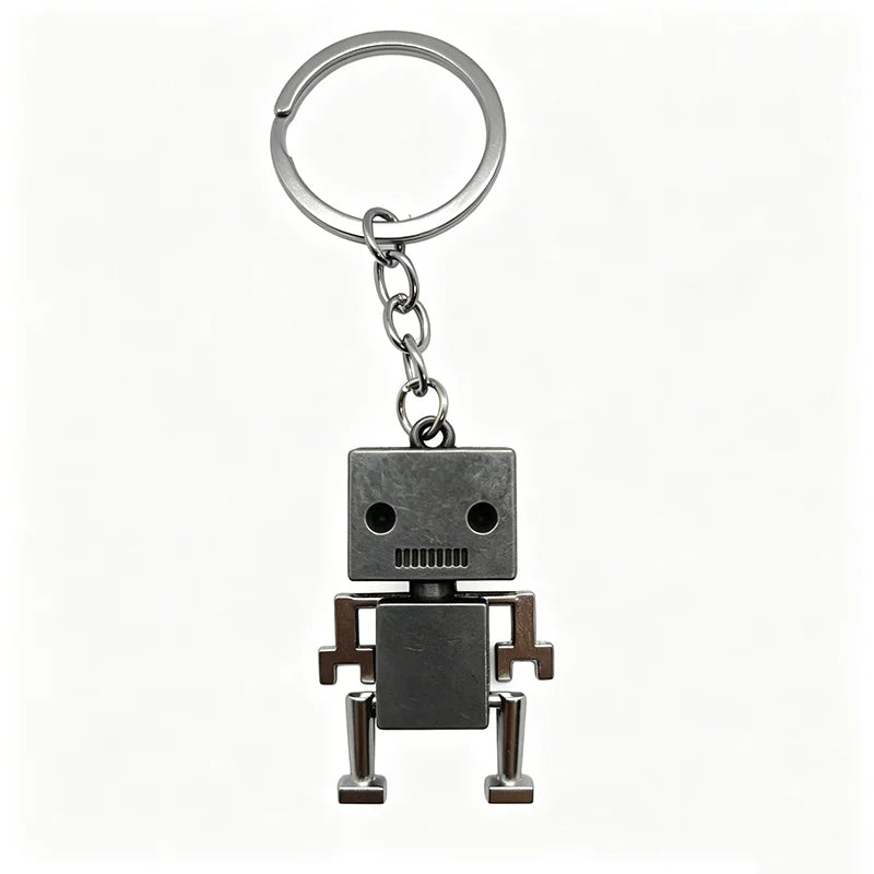 Robot Keychain – Retro Movable Metal Key Ring