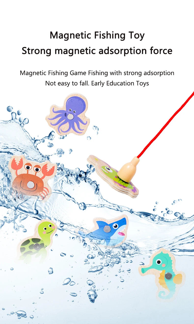 Wooden Magnetic Fishing Toy – Marine Life Learning Game