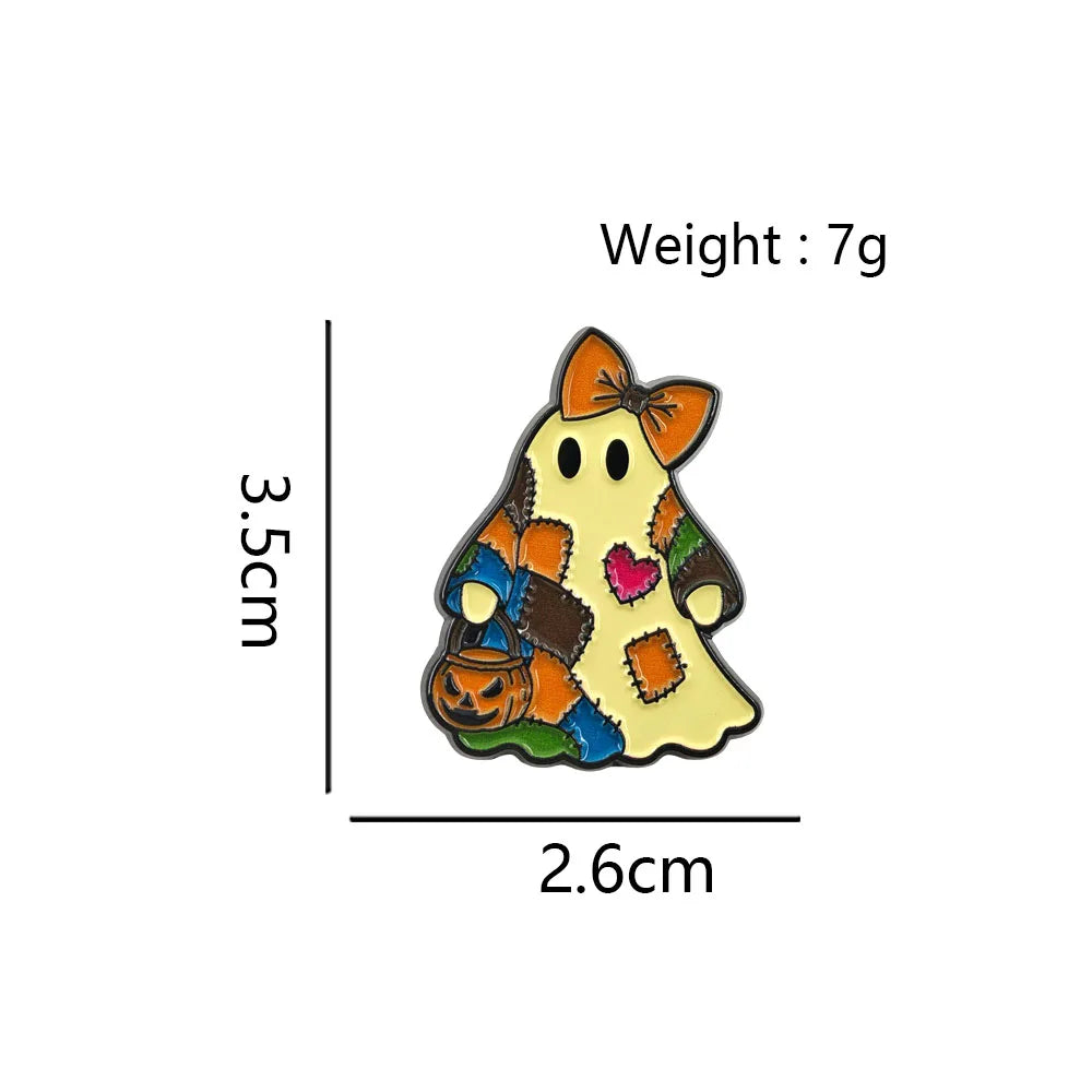Halloween Enamel Pin Cute Ghost Lapel Brooch 35mm