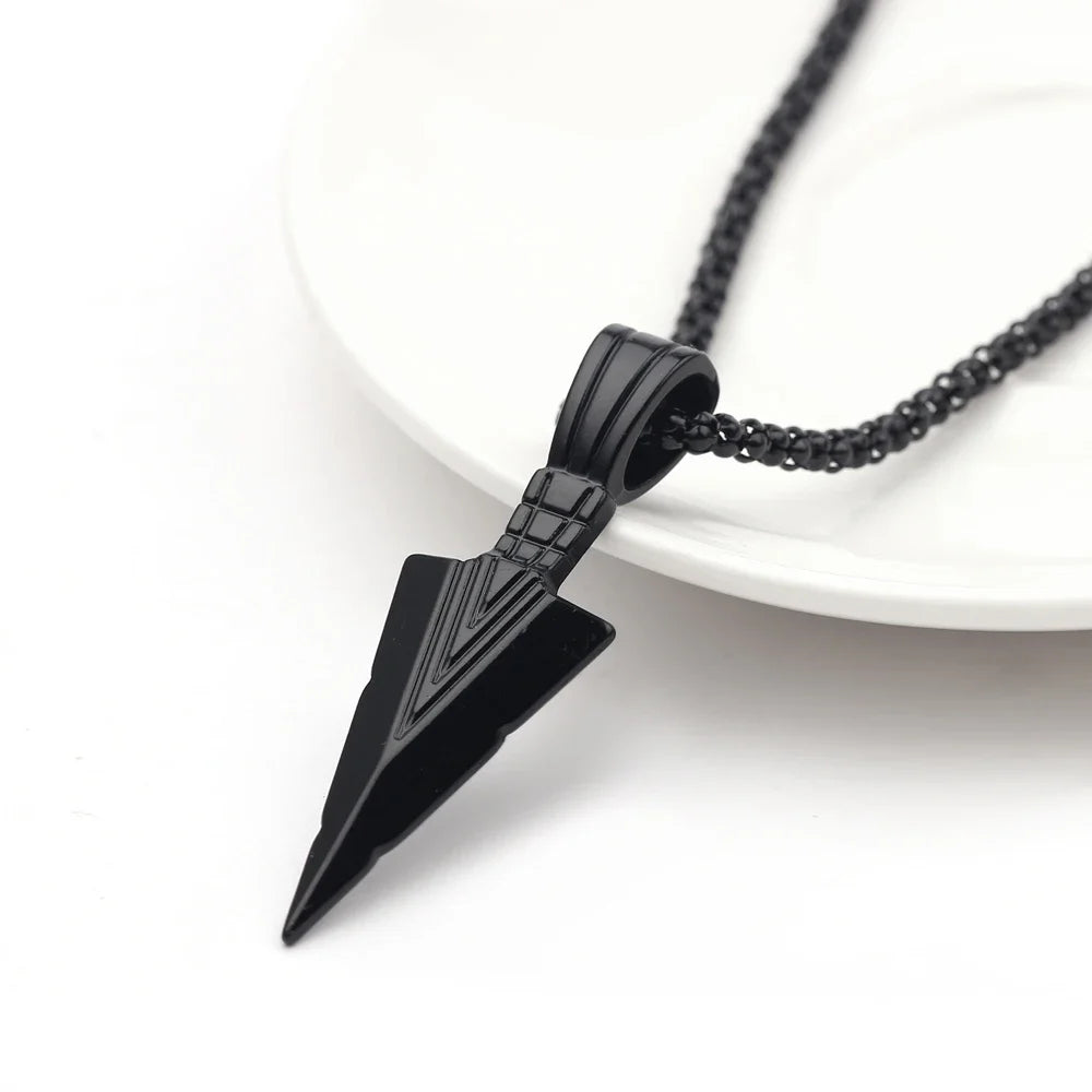 Long Pendant Necklace for Men Arrow Punk Rock Jewelry