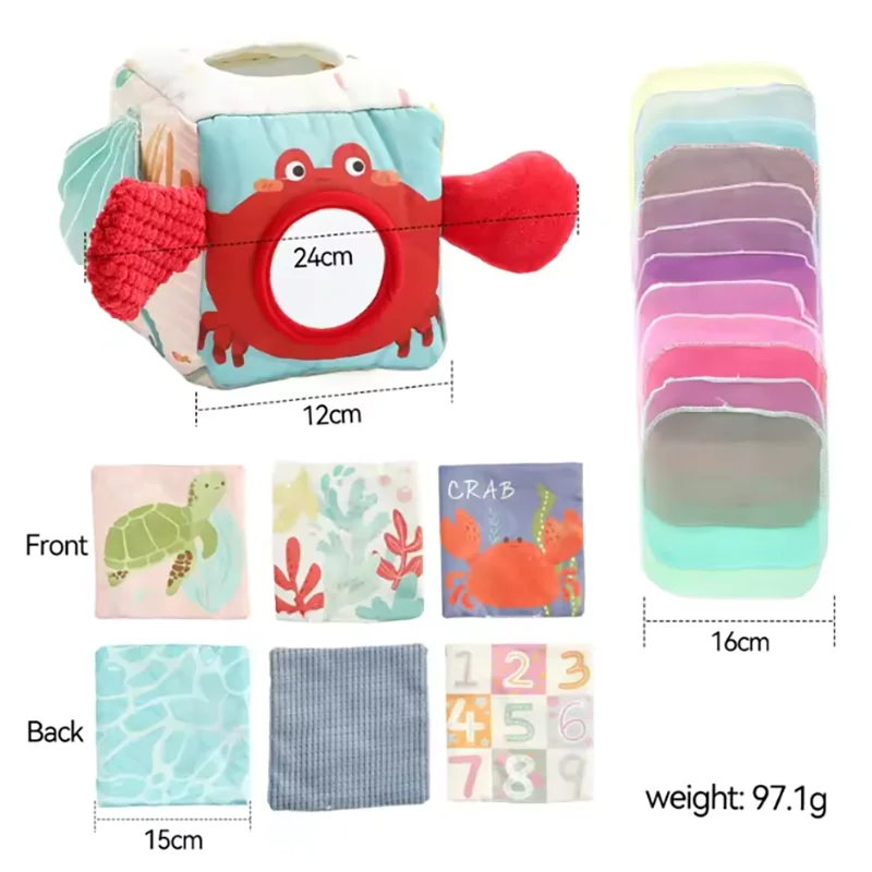 Montessori Tissue Box Toy – Baby Sensory Cloth Busy Cube