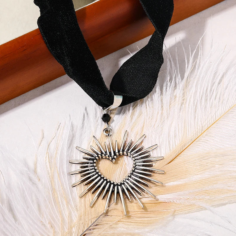 Gothic Choker Necklace Velvet Vampire Pendant