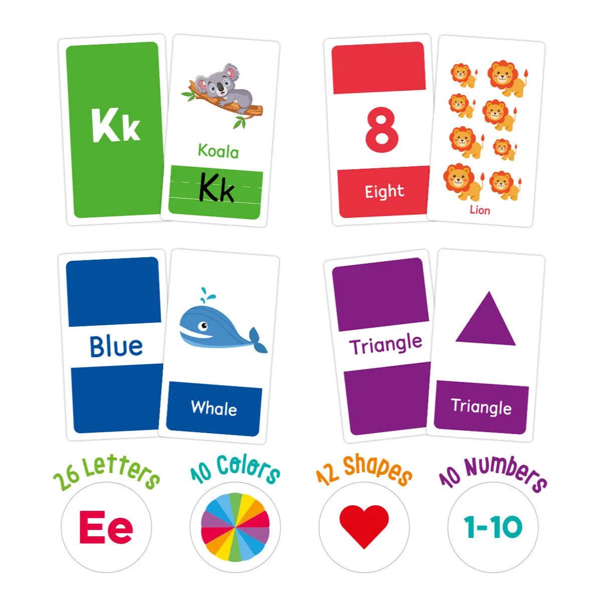 Montessori Flash Cards – 58-Piece Alphabet, Number & Shape Learning Set