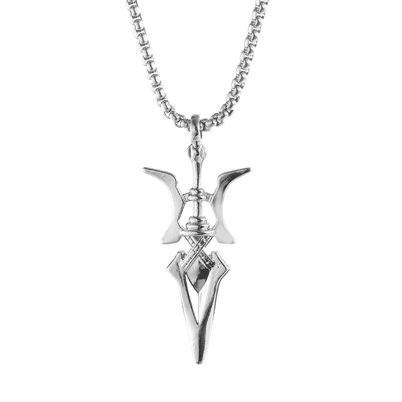Cosplay Pendant Necklace Halberd Design Anime Halloween Jewelry