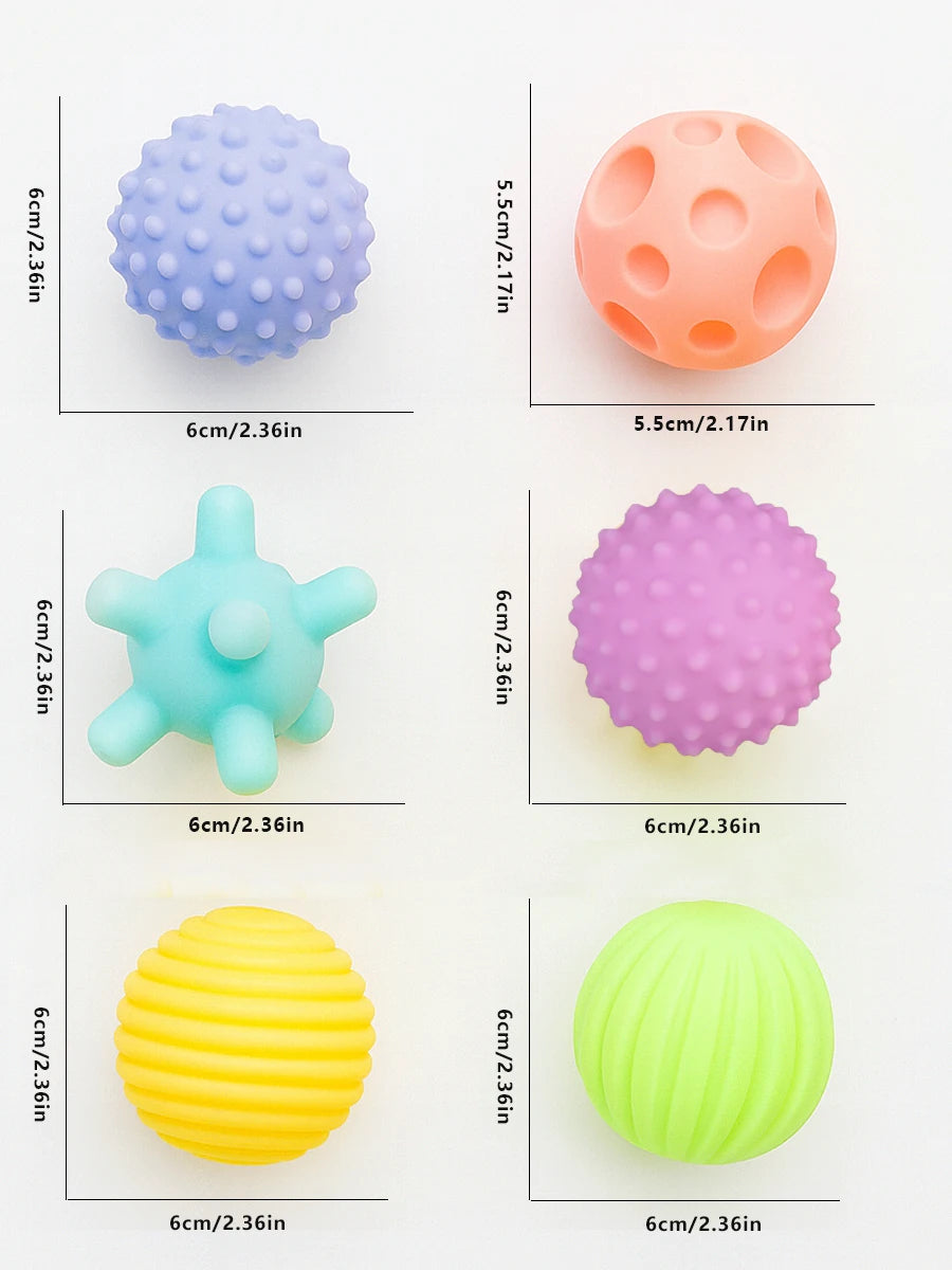 Baby Sensory Balls – 6-Piece Montessori Teething & Grasping Toy Set