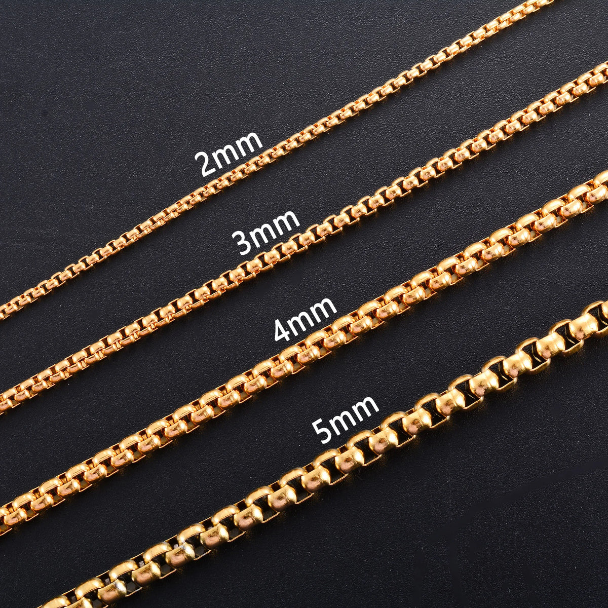 Stainless Steel Box Chain Necklace – 14–40 Inch