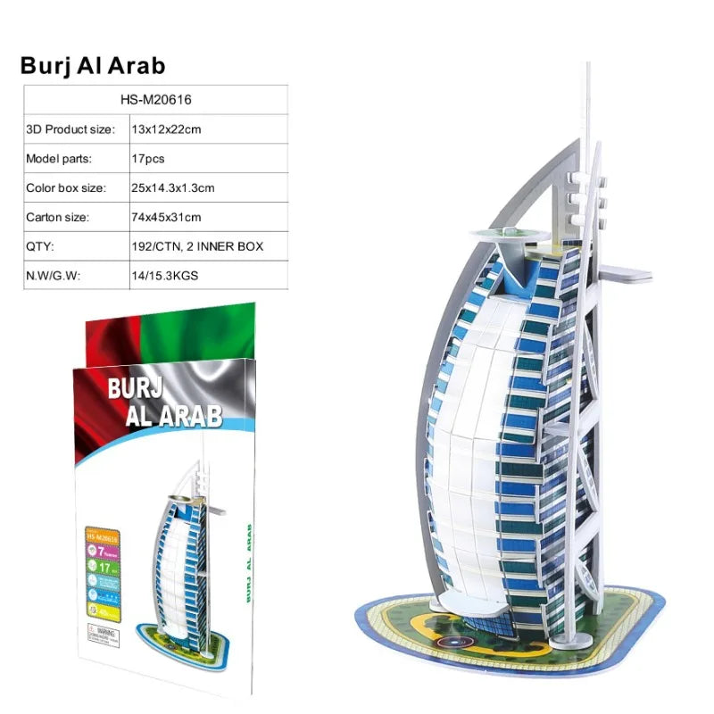 3D Architectural Puzzle Landmark Paper Building Model for Kids