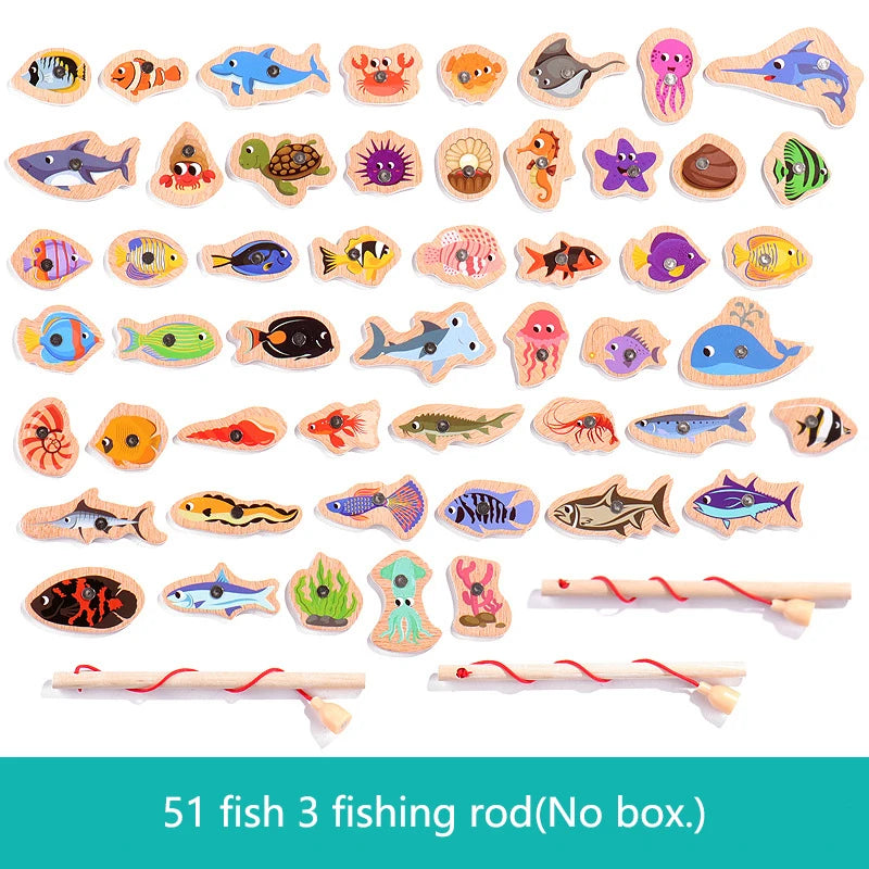 Wooden Magnetic Fishing Toy – Marine Life Learning Game