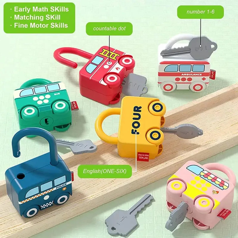 Educational Puzzle Toy Car Shaped Matching Lock Game for Kids