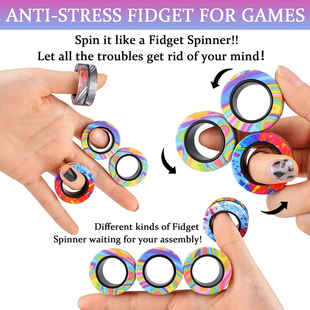 3PCS Magnetic Fidget Rings – Spinner Sensory Toy Set