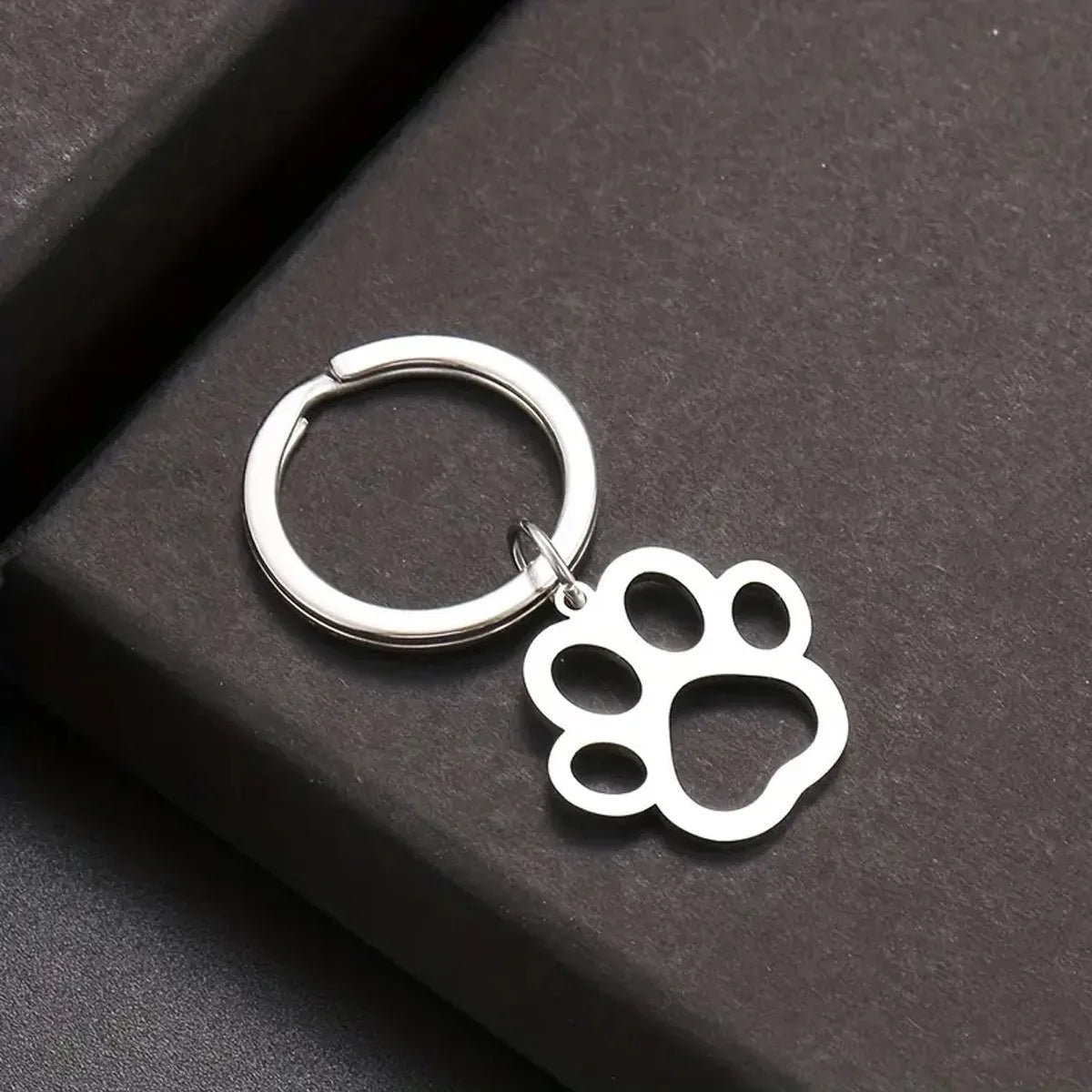 Stainless Steel Paw Print Pendant for Car Keys
