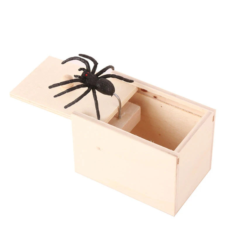 Spider Prank Toy Wooden Box Halloween Joke Surprise Prop