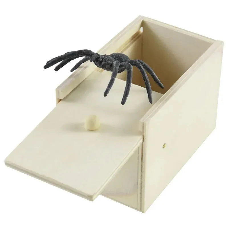 Spider Prank Toy Wooden Box Halloween Joke Surprise Prop