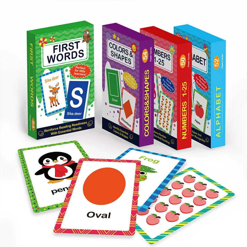 Montessori Flash Cards – 58-Piece Alphabet, Number & Shape Learning Set