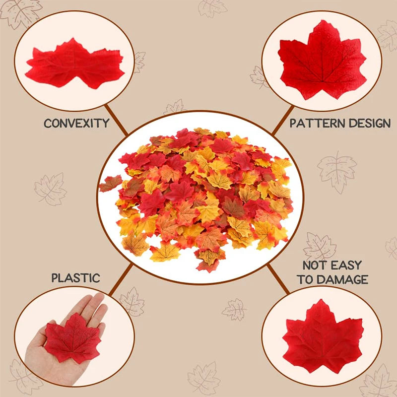 Artificial Maple Leaves – Silk Fake Fall Leaves for Decor