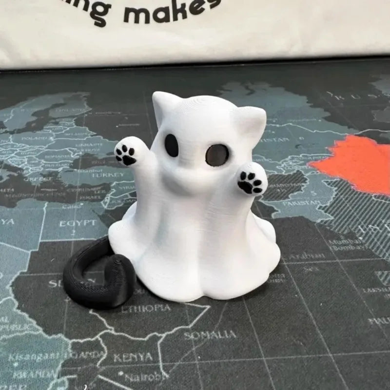 Mini Ghost Cat Ornament – Cute Halloween Desktop Decor