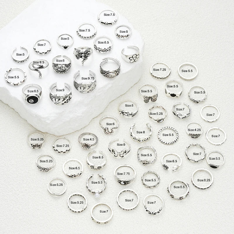51-Piece Gothic Ring Set for Men & Women