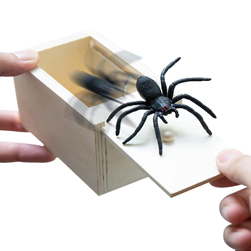 Spider Prank Toy Wooden Box Halloween Joke Surprise Prop