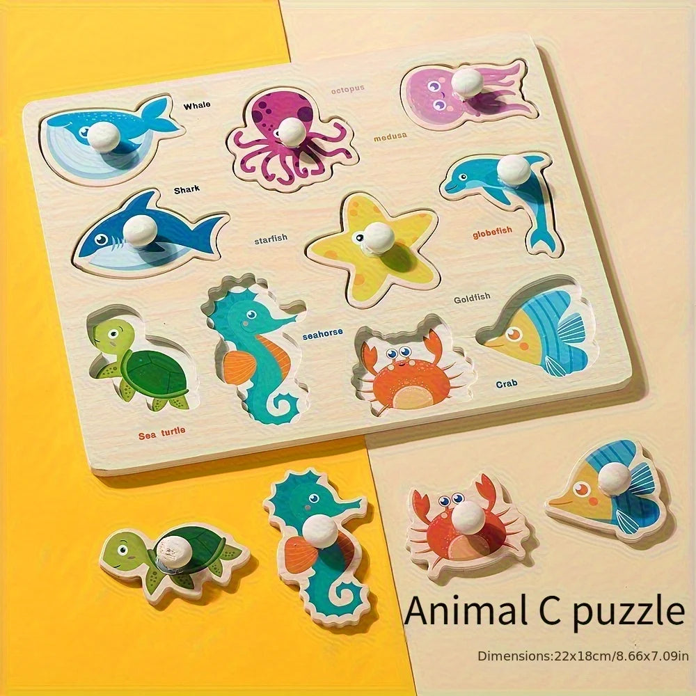 Montessori Geometry Puzzle Board – Wooden Shape Matching Puzzle