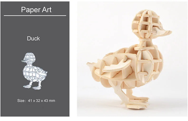 3D Wooden Animal Puzzle – DIY Assembly Model Kit