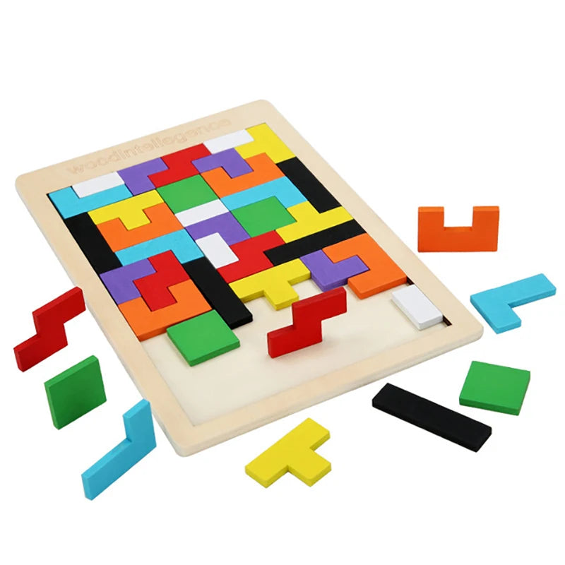 Wooden Tangram Puzzle – Colorful Geometric Brain Teaser