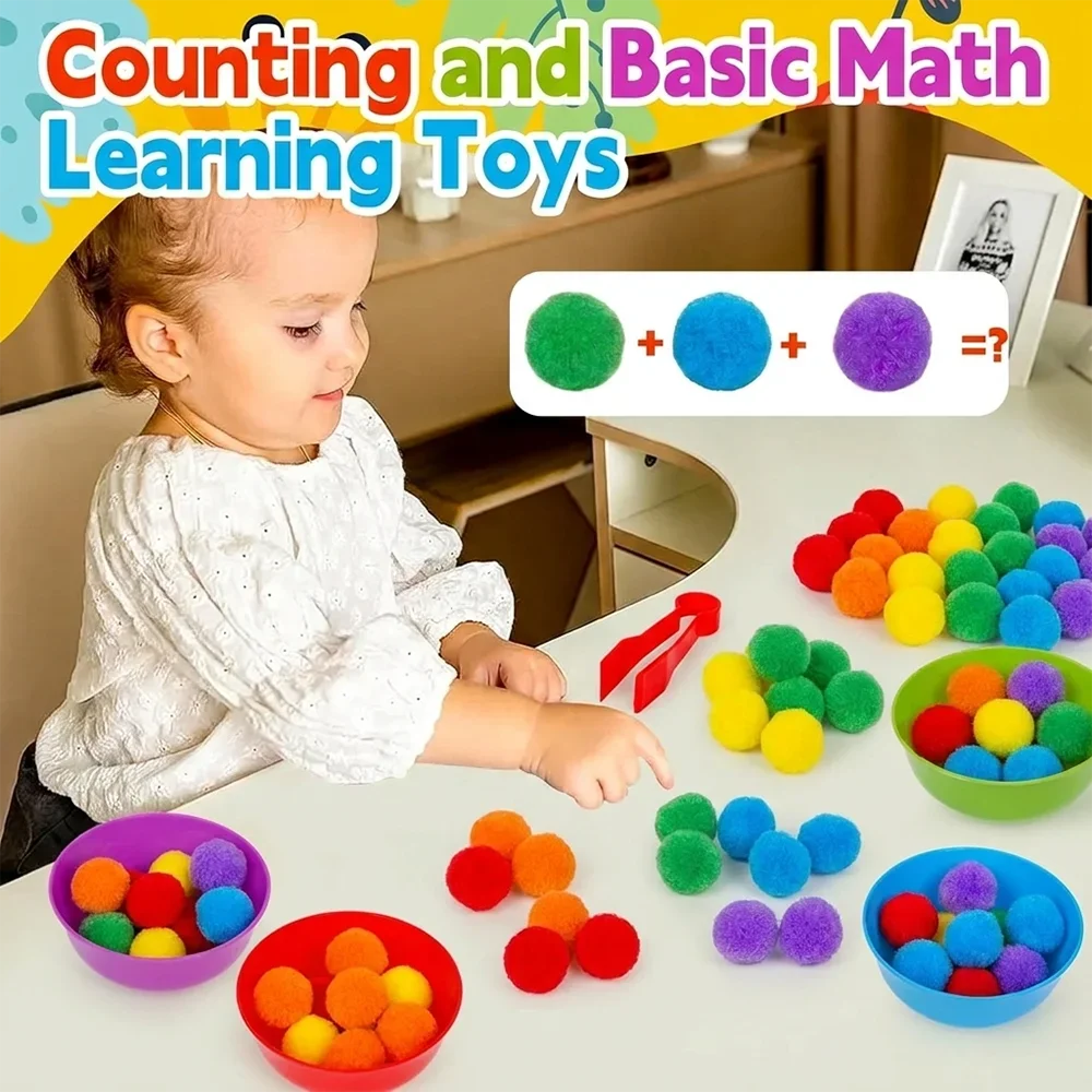 Color Sorting Counting Toy – Rainbow Bowls & Tweezers Learning Set