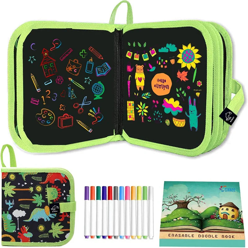 Reusable Drawing Book for Kids – Erasable Doodle Pad with Drawing Pens