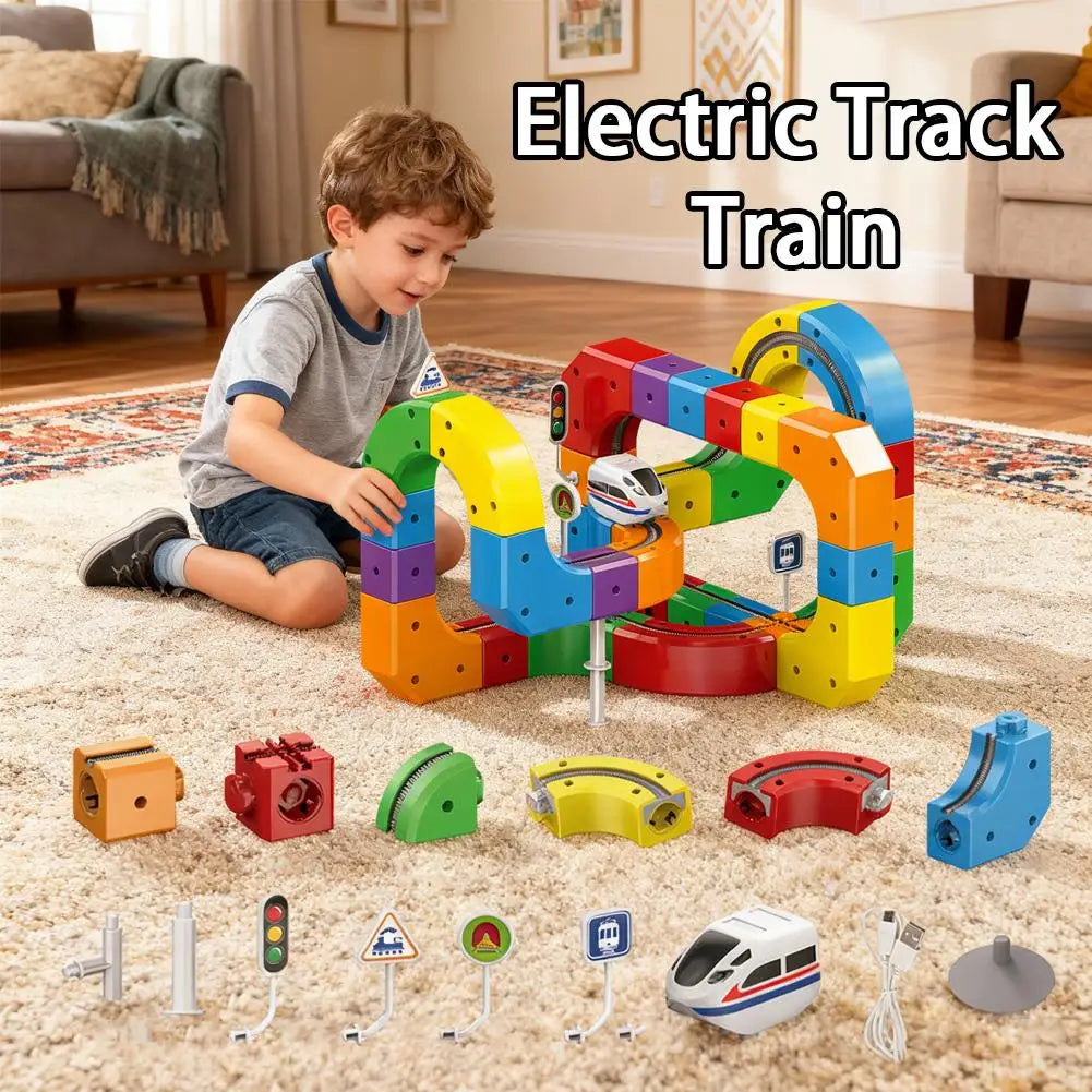 STEM Train Track Set – DIY 3D Railway Building Toy with Electric Train