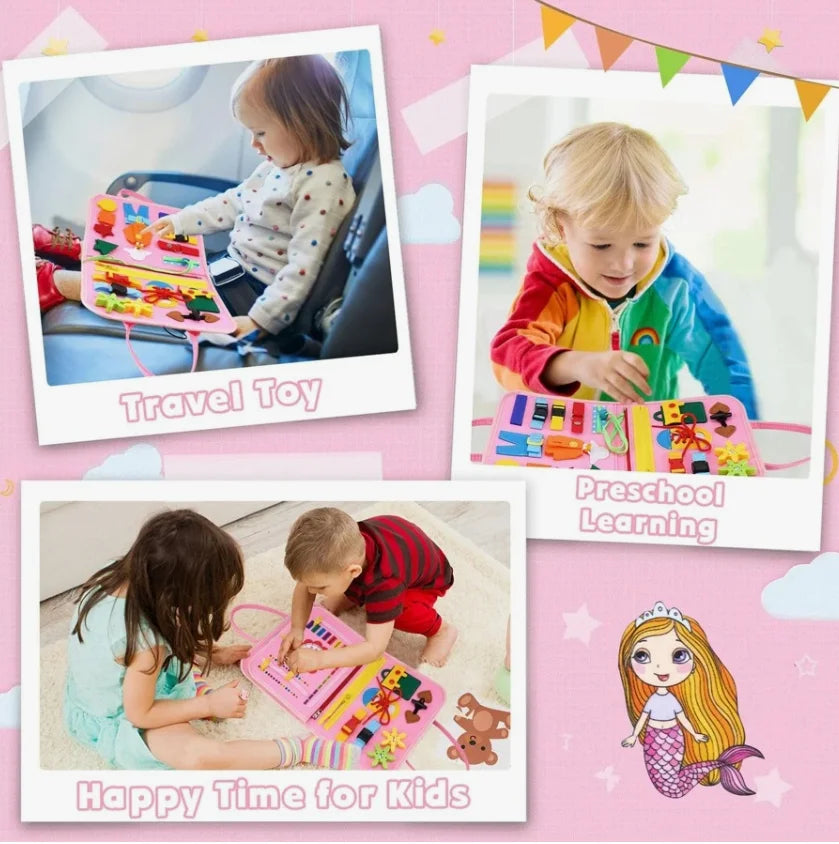 Montessori Busy Board for Toddlers, Sensory Life Skills Learning Toy