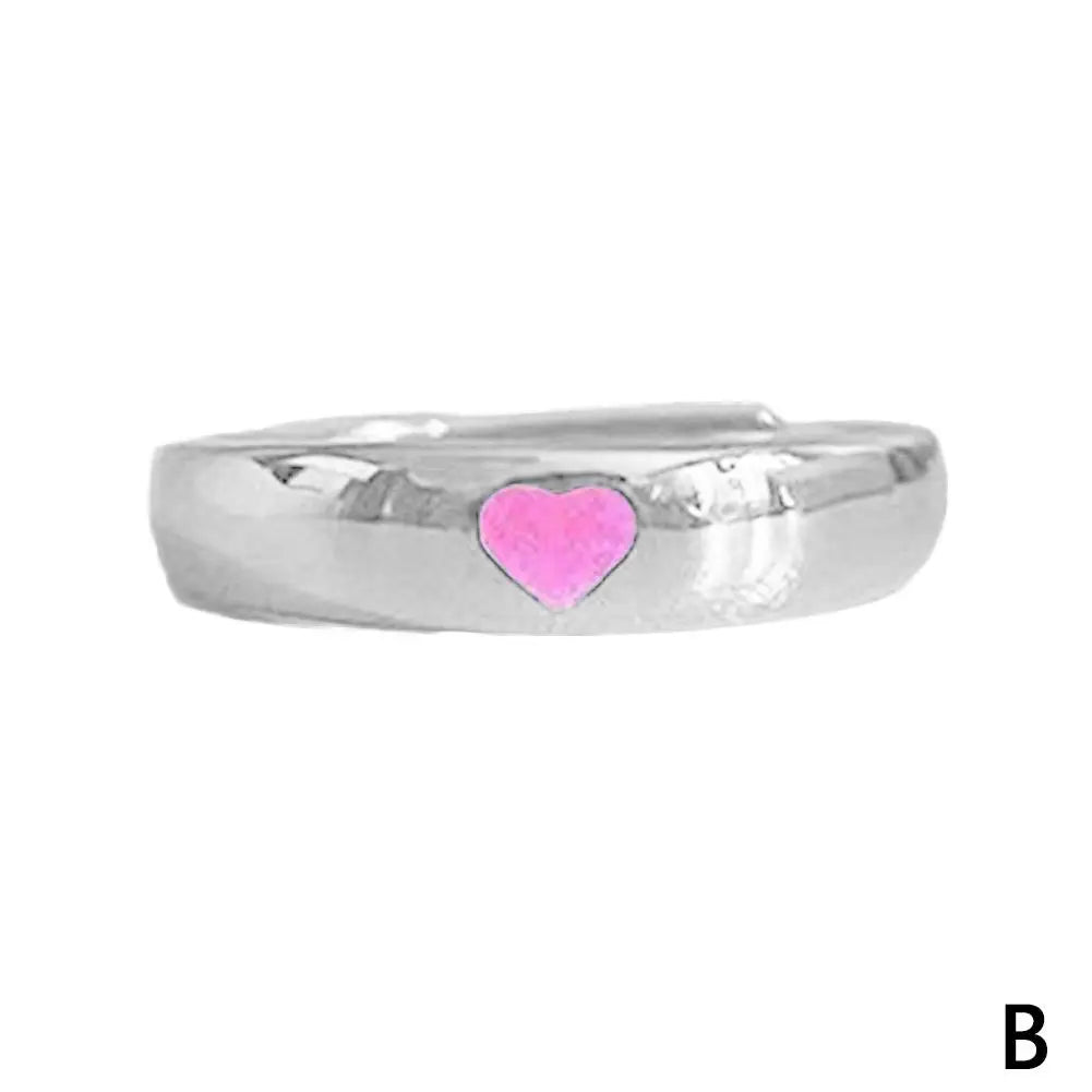 Glow in the Dark Ring – Adjustable Luminous Heart Couple Ring