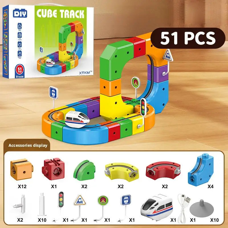 STEM Train Track Set – DIY 3D Railway Building Toy with Electric Train