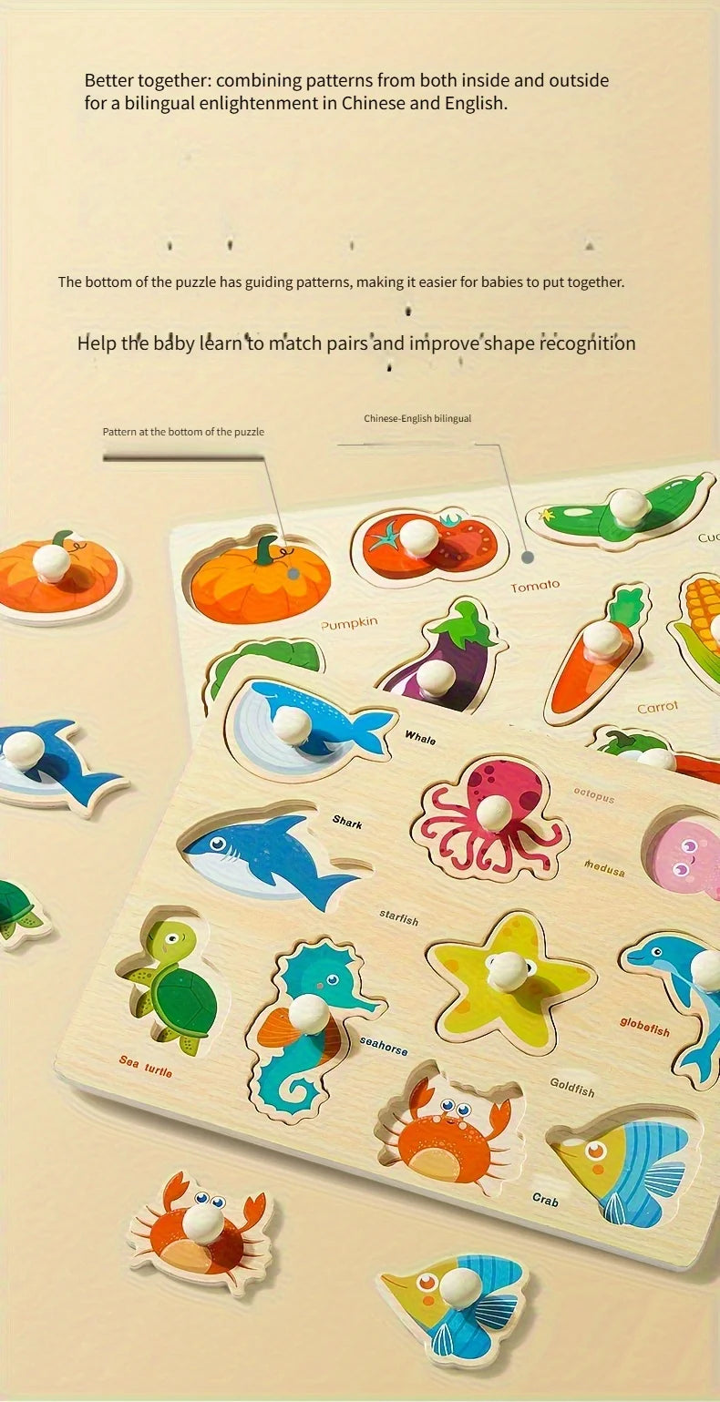 Montessori Geometry Puzzle Board – Wooden Shape Matching Puzzle